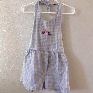 Vintage Cotton Halter Style Toddler Romper with Open Back
